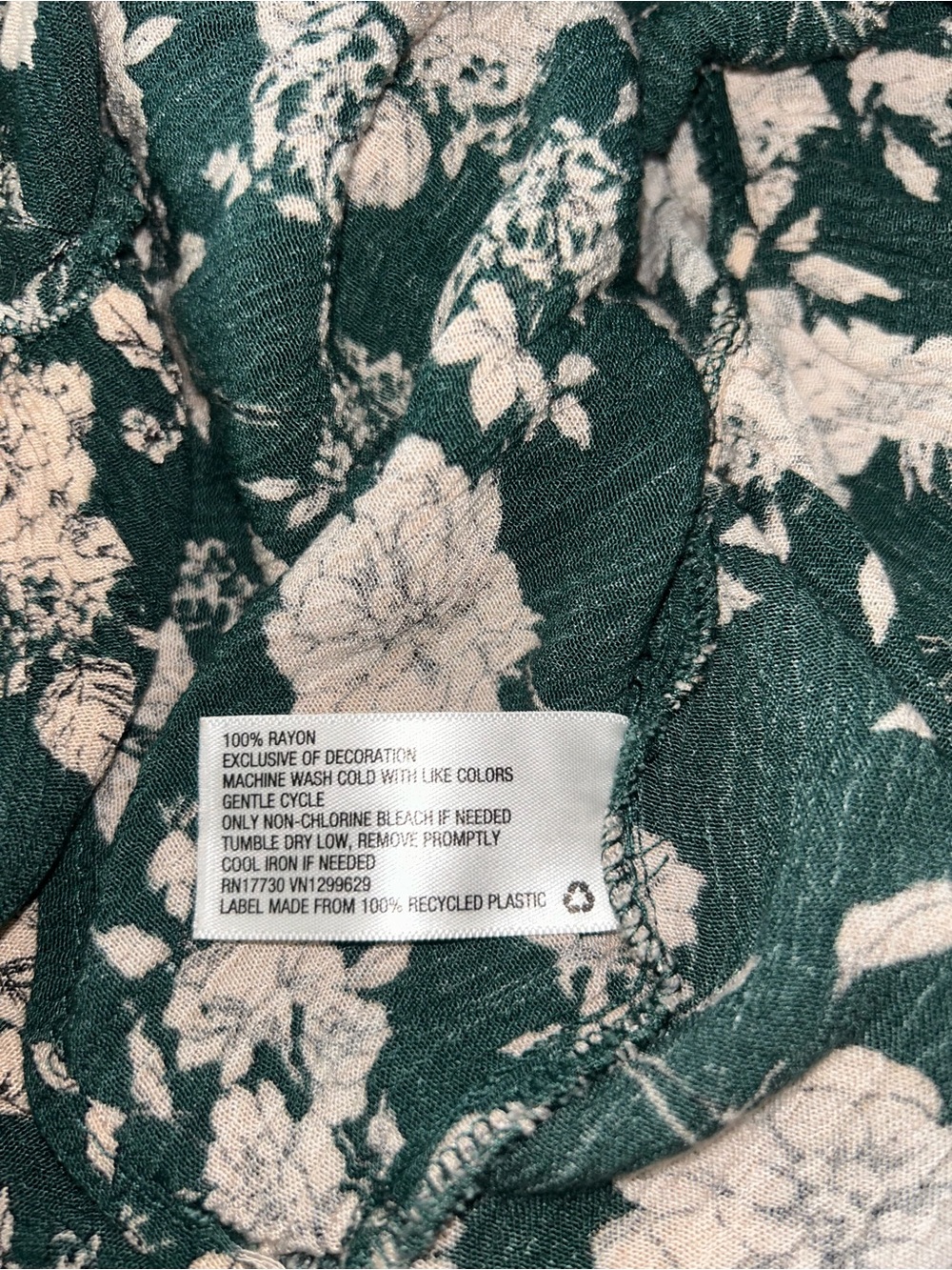 Long Sleeve Forest Green Floral Tiered Mini Dress - Picture 6 of 8